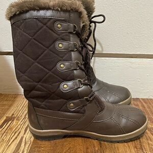 Brown Quilted Women's Winter Boots
